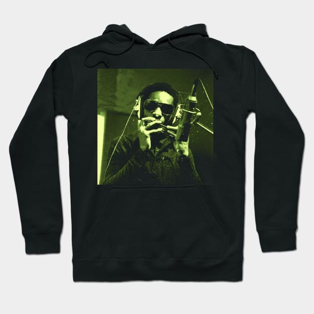 Stevie Wonder Harmonica Light Green Hoodie by OliverIsis33